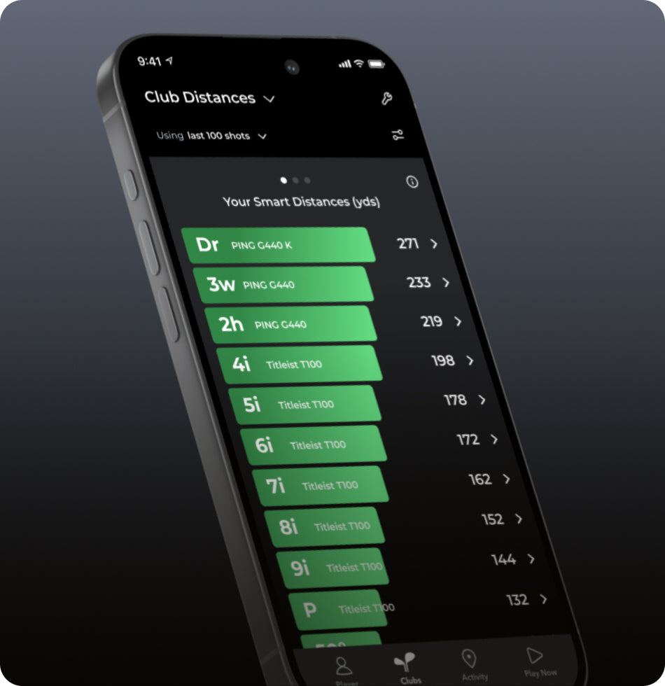 Phone showing smart club distance data